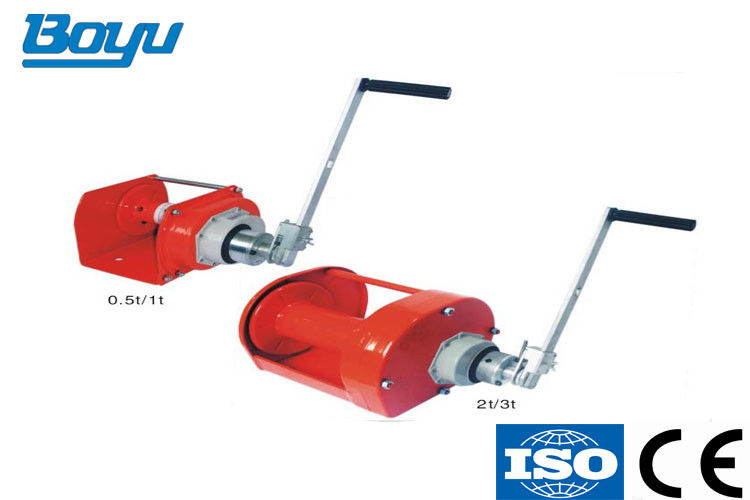 Steel Wire Rope Brake Hand Winch Worm Gear Hand Winch With Cable , 3